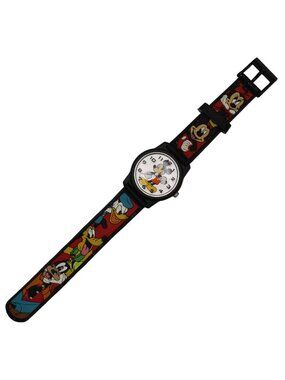 Mickey Mouse Face Character Band Watch Needs Battery Walt Disney Disneyland Vtg